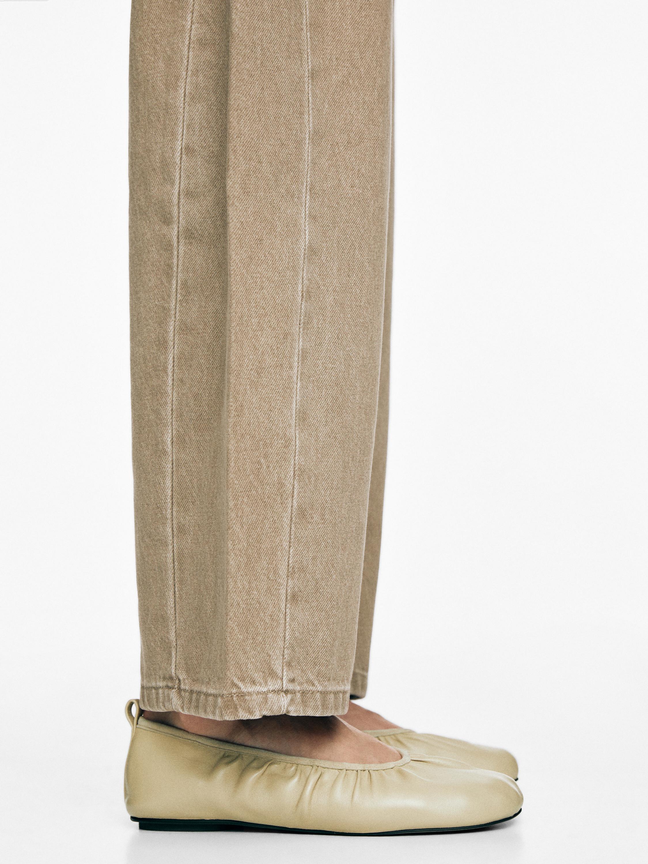 Soft leather ballet flats with gathered detail
